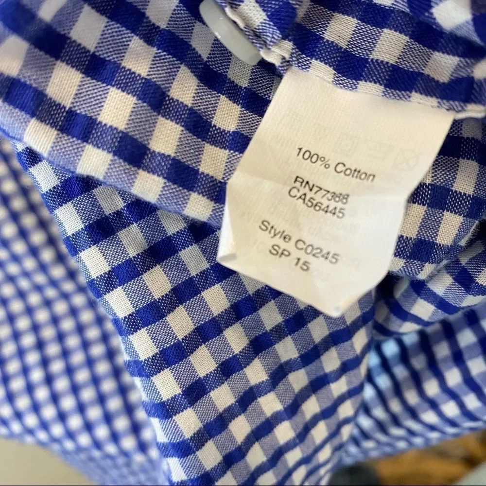 J. Crew men’s size small blue/white checkered cotton button‎ down shirt